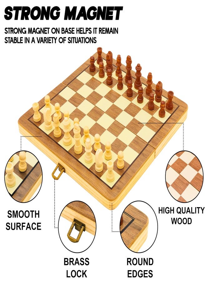 VGRASSP 12 Inch Foldable Wooden Magnetic Chessboard Set Toy - Tournament-Style Premium-Build Chess Set with Magnetic Chessmen Pieces - Ideal for Family Games - Multicolor - Image 3